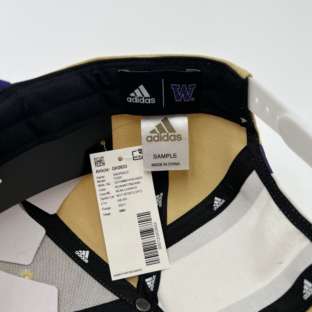 Adidas Washington Huskies W Snapback Hat Tan‎ Purple Adidas Logo NCAA - Picture 6 of 6